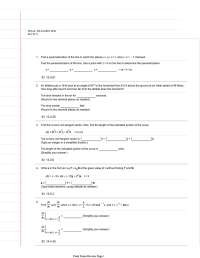Fayetteville Technical Community College MAT 273: Calculus III Final Exam Review - Compreh