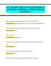 NC Notary Public Exam Questions and Answers: Latest Update