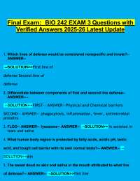 Final Exam: BIO 242 EXAM 3 Questions with Verified Answers 2025-26 Latest