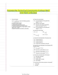 Fayetteville Technical Community College MAT 273 TEST 2 Review