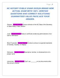 NC Notary Public Exam 2025-2026: Questions and Answers