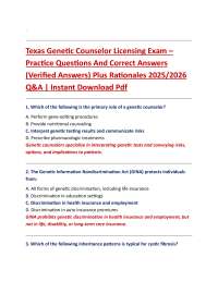 Texas Genetic Counselor Licensing Exam: Practice Questions and Answers 2025/2026
