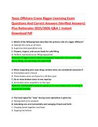 Texas Offshore Crane Rigger Licensing Exam Questions And Correct Answers (Verified Answer
