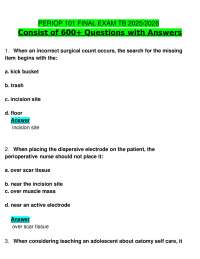 AORN Periop 101 Final Exam Study Guide Questions and Revised Correct Answers 100% Guarant