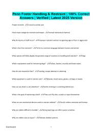 Penn Foster Handling & Restraint Exam (2025/2026) | Verified | Exam-Ready File