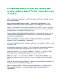 Social Health Exam Questions and Answers With complete solution–Expert Verified | Latest