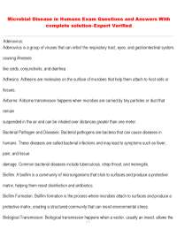 Microbial Disease in Humans Exam Questions and Answers With complete solution–Expert Veri