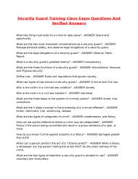 Security Guard Training Exam: Questions and Verified Answers