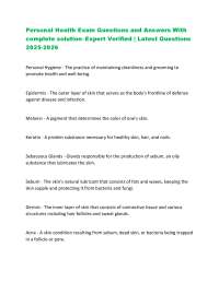 Personal Health Exam Questions and Answers With complete solution–Expert Verified | Lates