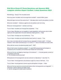 Med Micro Exam #1 Exam Questions and Answers With complete solution–Expert Verified | Lat