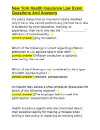 New York Health Insurance Law Exam: Questions and Answers for Test Preparation