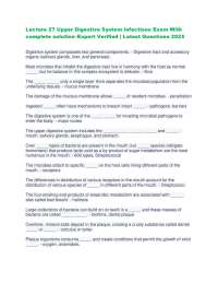 Lecture 27 Upper Digestive System Infections Exam With complete solution–Expert Verified