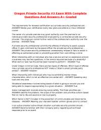 Oregon Private Security #3 Exam Questions and Answers
