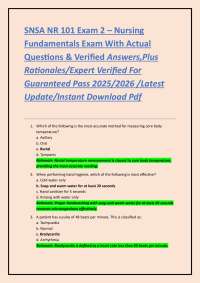 SNSA NR 101 Exam 2 – Nursing Fundamentals Exam With Actual Questions & Verified Answers