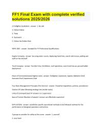 FF1 Final Exam with complete verified solutions 2025/2026