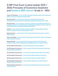 D 089 Final Exam (Latest Update 2025 / 2026) Principles of Economics Questions and Answers