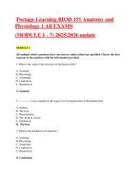 Portage Learning BIOD 151 Anatomy & Physiology I Exam Prep | Modules 1–7 205\2026 update