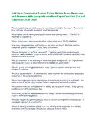 Nutrition- Developing Proper Eating Habits Exam Questions and Answers With complete solut