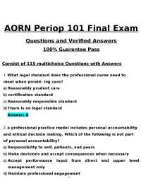 AORN Periop 101 Final Exam Questions and Verified Answers 100% Guarantee Pass