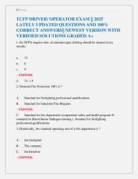 TCFP DRIVER/ OPERATOR EXAM || 2025 LATELY UPDATED QUESTIONS AND 100% CORRECT ANSWERS|| N