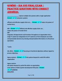 Gowins – isA 235 FinAl ExAm | PrActicE QuEstions with corrEct AnswErs.