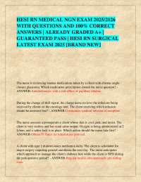 HESI RN MEDICAL NGN EXAM 2025/2026 WITH QUESTIONS AND 100% CORRECT ANSWERS