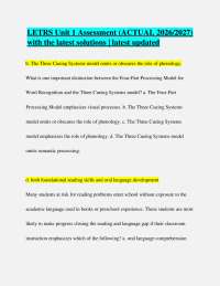 LETRS Unit 1 Assessment (ACTUAL 2026/2027) with the latest solutions | latest updated