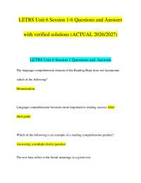 LETRS Unit 6 Session 1-6 Questions and Answers with verified solutions (ACTUAL 2026/2027)