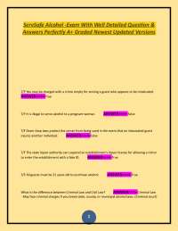 ServSafe Alcohol -Exam With Well Detailed Question & Answers Perfectly A+ Graded Newest U