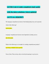 LETRS Unit 6 Guide completed study guide with the latest solutions | latest updated (ACTUA