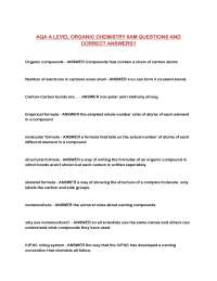 AQA A LEVEL ORGANIC CHEMISTRY XAM QUESTIONS AND CORRECT ANSWERS!!