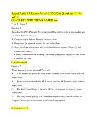 Scaled Agile SA Exam (Actual 2025/2026) Questions (P1-P4) WITH COMPLETE SOLUTIONS RATED A+