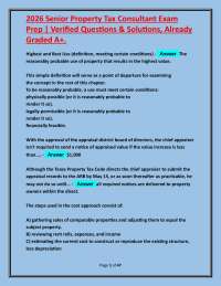 2026 Senior Property Tax Consultant Exam Prep | Verified Questions & Solutions, Already Gr