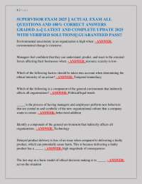 SUPERVISOR EXAM 2025 || ACTUAL EXAM ALL QUESTIONS AND 100% CORRECT ANSWERS GRADED A+|| L