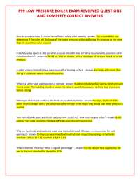P99 LOW PRESSURE BOILER EXAM REVIEWED QUESTIONS AND COMPLETE CORRECT ANSWERS