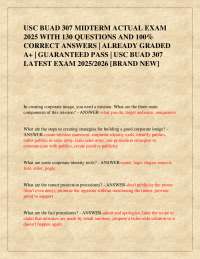 USC BUAD 307 MIDTERM ACTUAL EXAM 2025 WITH 130 QUESTIONS AND 100% CORRECT ANSWERS