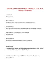 ORGANIC CHEMISTRY AS LEVEL CHEMISTRY EXAM WITH CORRECT ANSWERS!!!