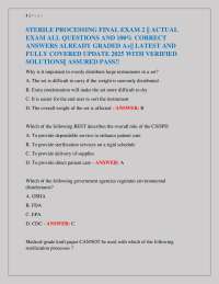 STERILE PROCESSING FINAL EXAM 2 || ACTUAL EXAM ALL QUESTIONS AND 100% CORRECT ANSWERS AL