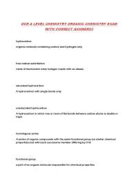OCR A LEVEL CHEMISTRY ORGANIC CHEMISTRY EXAM WITH CORRECT ANSWERS!!