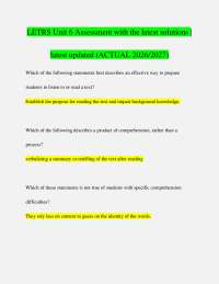 LETRS Unit 6 Assessment with the latest solutions | latest updated (ACTUAL 2026/2027)