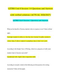 LETRS Unit 8 Session 1-6 Questions and Answers with verified solutions (ACTUAL 2026/2027)