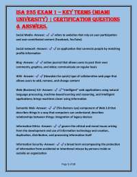 ISA 235 ExAm 1 – KEy TErmS (mIAmI UnIvErSITy) | CErTIfICATIon QUESTIonS & AnSwErS.