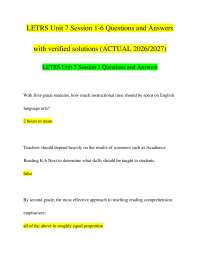 LETRS Unit 7 Session 1-6 Questions and Answers with verified solutions (ACTUAL 2026/2027)