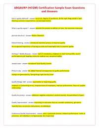 ABQAURP (HCQM) Certification Sample Exam Questions and Answers