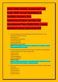 WGU D443 Health Assessment OA Exam With Actual Questions & Verified Answers,Plus Rationale