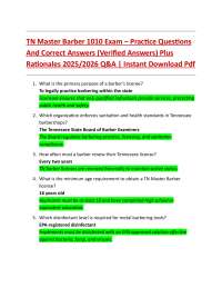 TN Master Barber 1010 Exam – Practice Questions And Correct Answers (Verified Answers) Pl