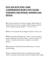 PHYS 1260 ELITE STUDY GUIDE COMPREHENSIVE REVIEW WITH SOLVED SCENARIOS AND DETAILED ANSWER