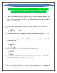 HESI A2 Mathematics (2024) With A+ Grades Comprehensive Questions & Answers Set A+