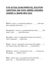 S-93 ACTUAL EXAM PAPER FULL SOLUTION QUESTIONS AND 100% VERIFIED ANSWERS GRADED A+ BRAND N