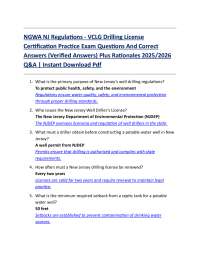 NGWA NJ Regulations - VCLG Drilling License Certification Practice Exam Questions And Cor